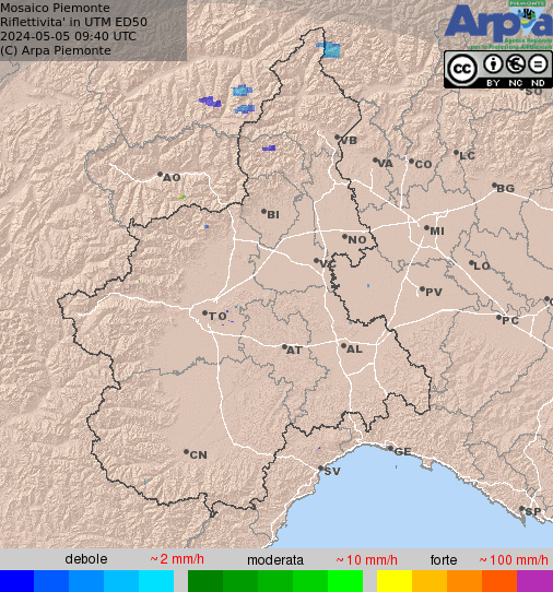 Radar precipitazioni Arpa Piemonte